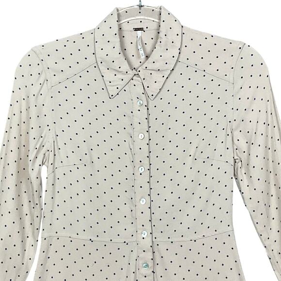 FREE PEOPLE Dress This Town Buttondown Mini Dress Cream Combo Dot sz XS REVOLVE - Picture 14 of 16